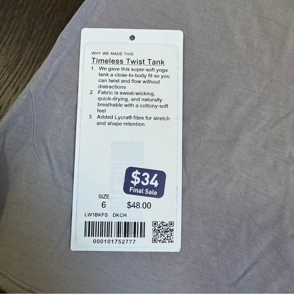 Lululemon Timeless Twist Tank Top Dark Chrome - Size 6 - Picture 5 of 12